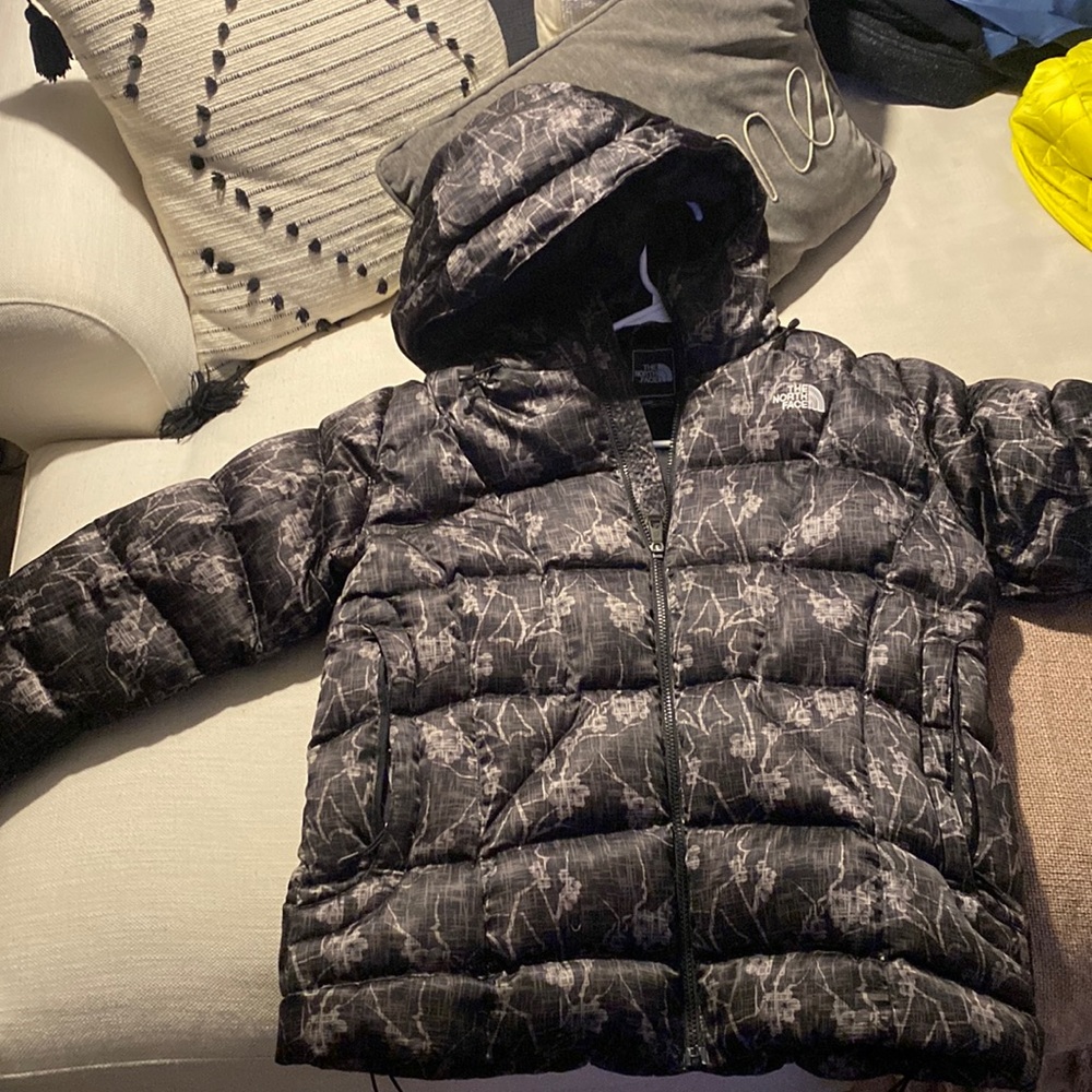 North face floral puffer coat